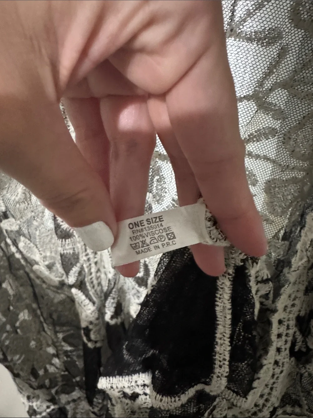 Sheer Black Lace Kimono with White Floral Embroidery
